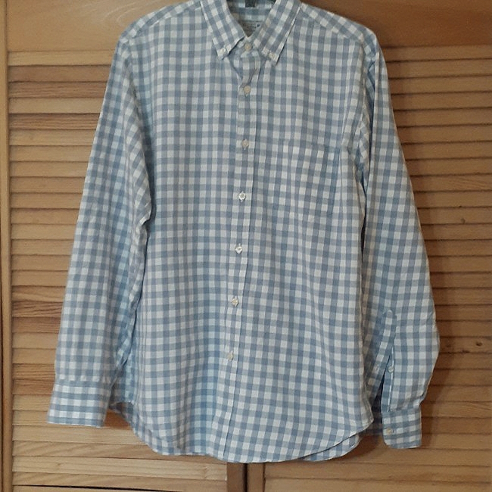 J. CREW Men's Blue Gray Checkered Button Down Shirt M